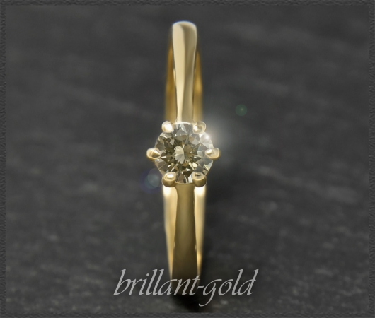 Brillant Ring 585 Gold, 0,27ct, zart champagner, Si